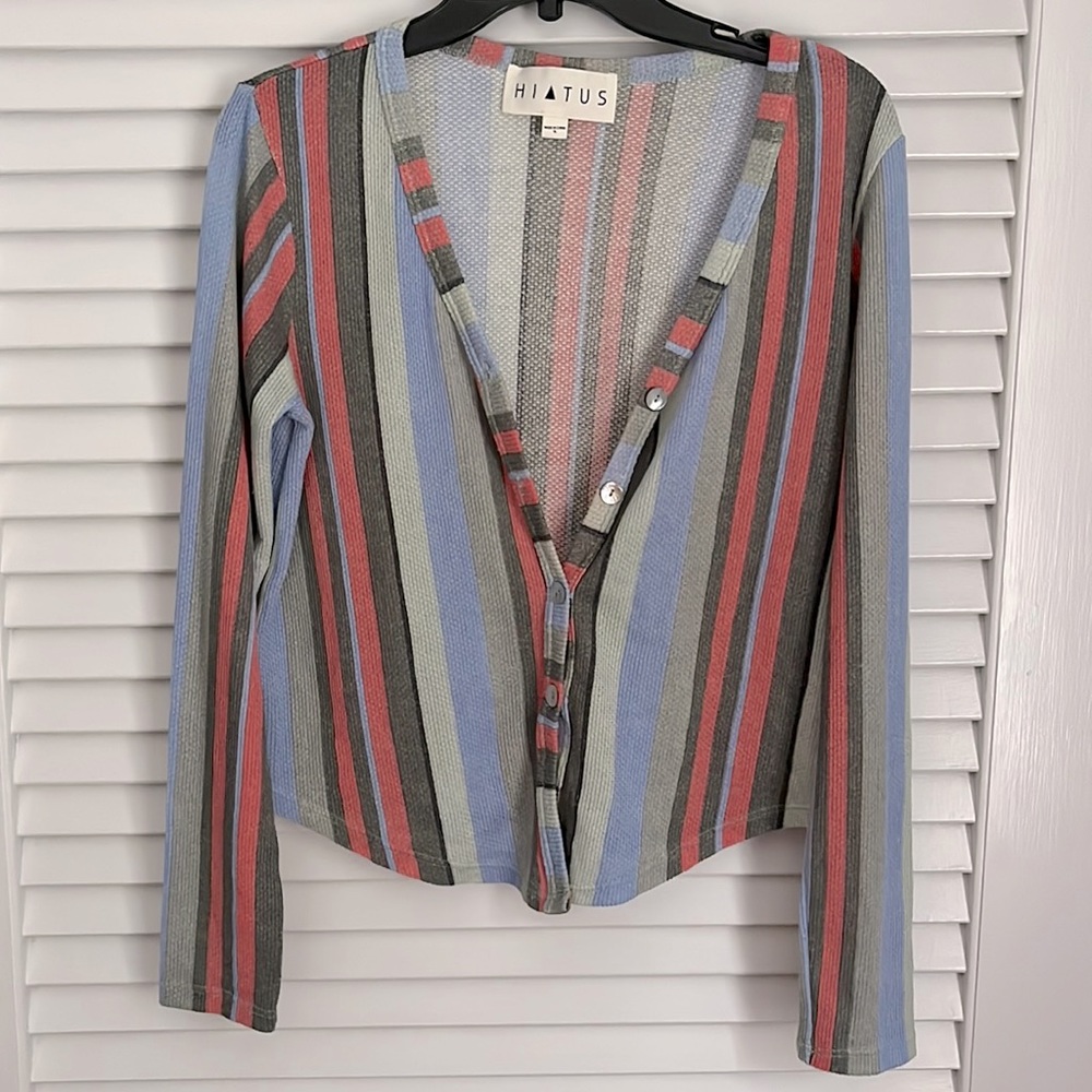HIATUS Textured Stripe Multicolor Cardigan